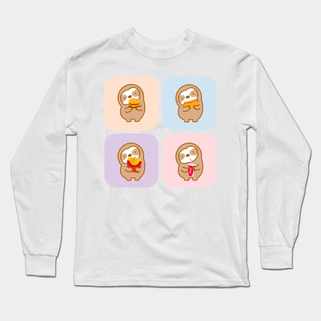 Cute Sloth Fast Food Set Long Sleeve T-Shirt by theslothinme